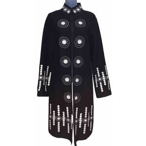 Clothes By Revue Women’s Wool Sweater Jacket Duster Embroidered Stunning! L